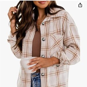 Beige Plaid Shacket